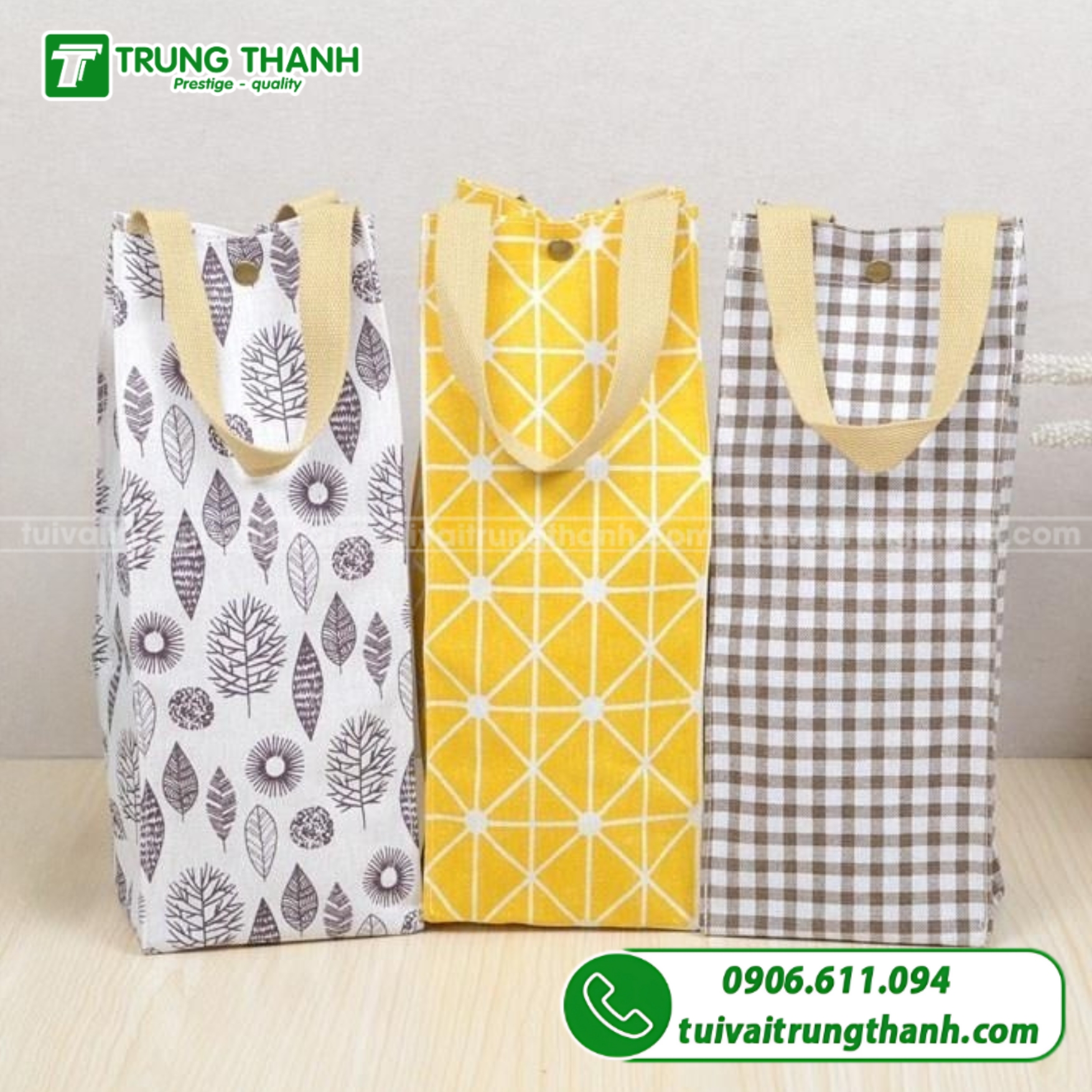 Túi vải đựng bình giữ nhiệt nhiều màu