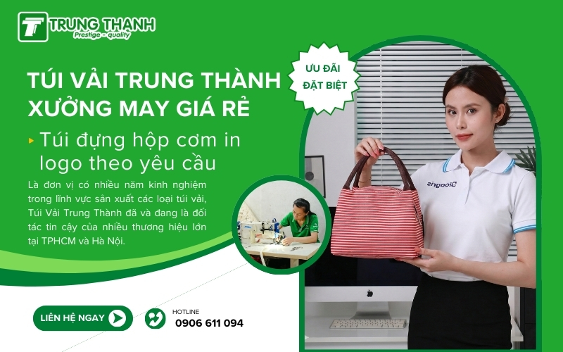 Địa chỉ sản xuất túi đựng hộp cơm in logo uy tín tại TP HCM & Hà Nội