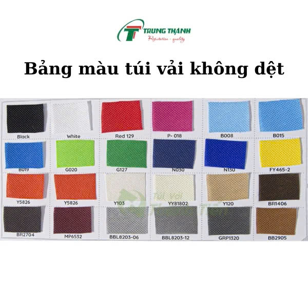 Bảng màu túi vải không dệt