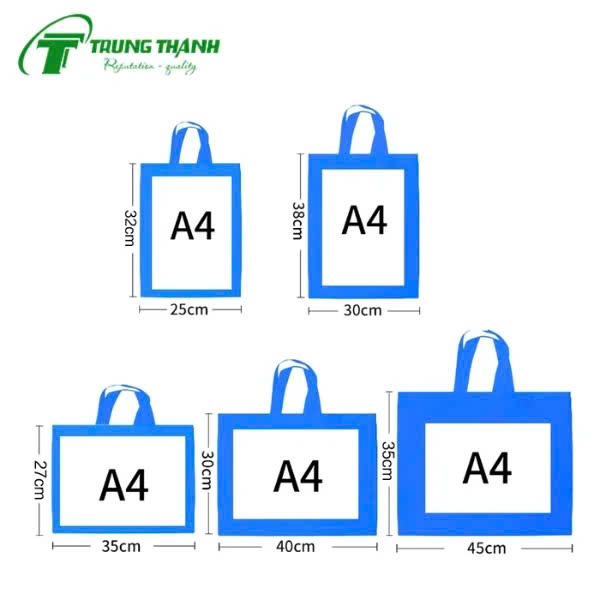Các kích thước túi không dệt thông dụng