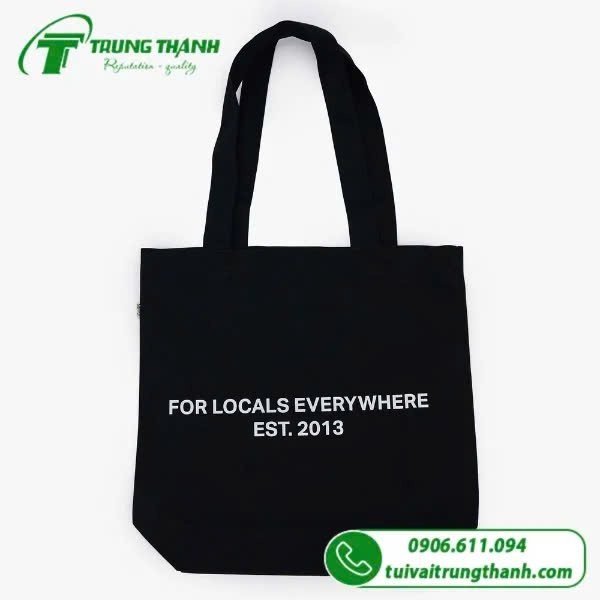 Túi vải bố đen đi học đơn giản