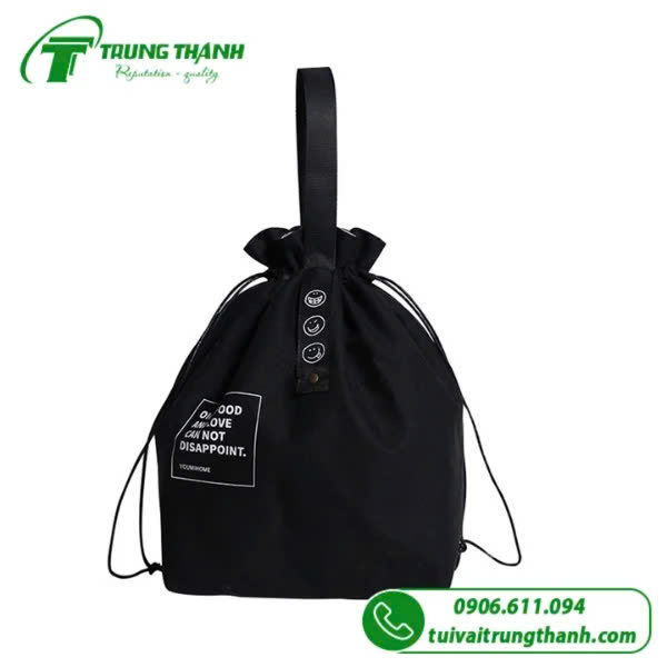 Túi canvas đen dây rút cầm tay