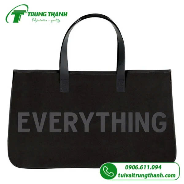 Túi vải màu đen in chữ