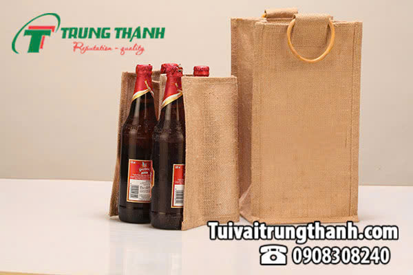 Túi vải đay đựng rượu 2 chai