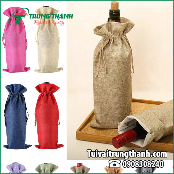 Các mẫu túi vải đay đa dạng màu sắc, kiểu dáng dùng đựng rượu