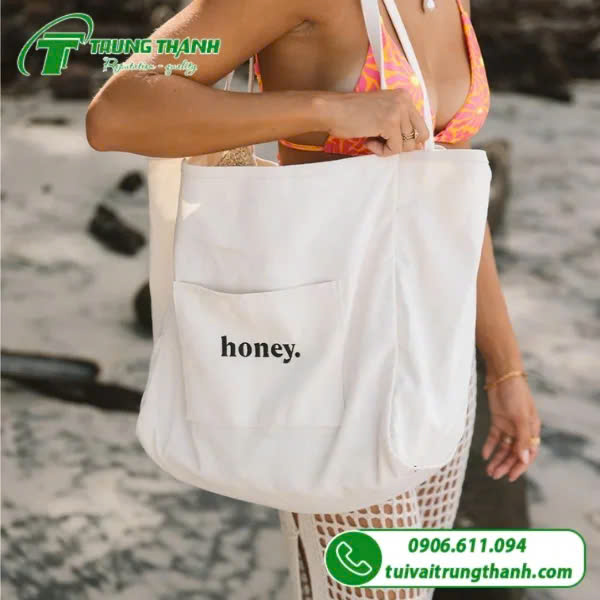 Túi vải bố đi biển đơn giản
