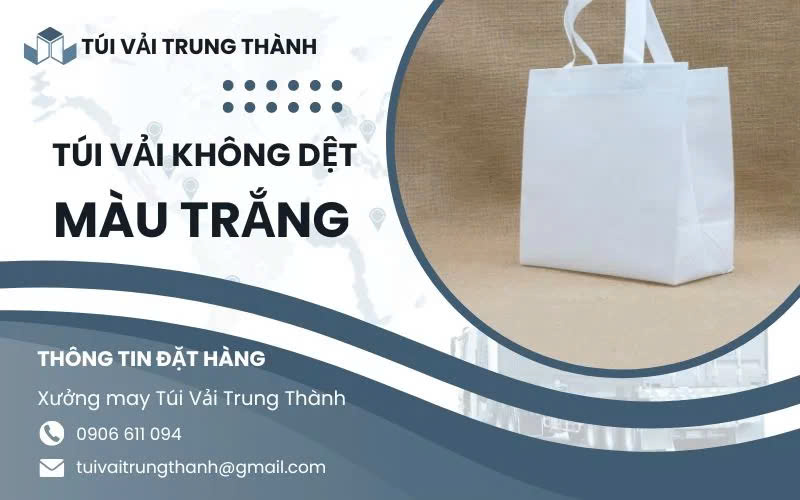 Cơ sở sản xuất túi vải không dệt màu trắng Túi Vải Trung Thành