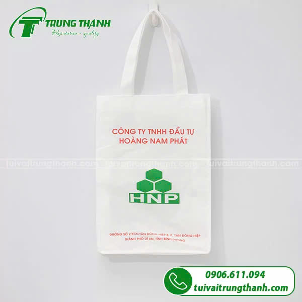 Túi vải không dệt dang dẹp màu trắng