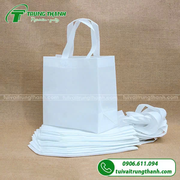 Mẫu túi vải không dệt màu trắng dạng hộp