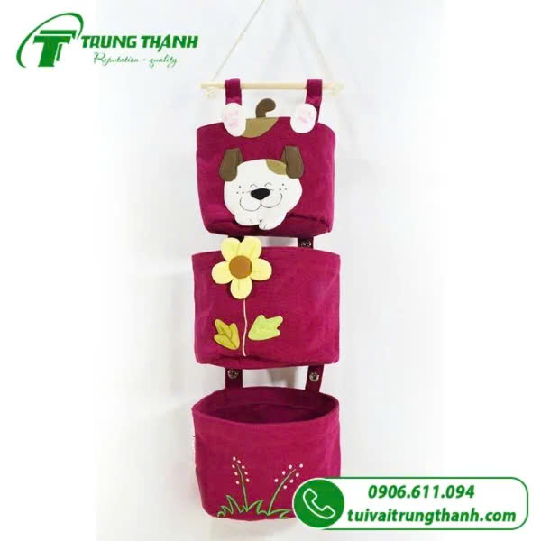 Túi trreo 3 ngăn thêu hoa