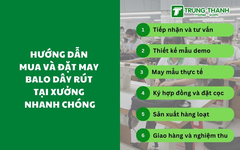 Hướng dẫn cách mua và đặt may may balo dây rút tại xưởng nhanh chóng