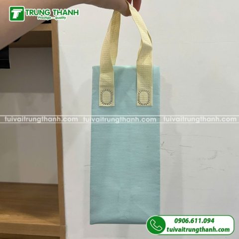Hình ảnh thực tế chiếc túi giữ nhiệt màu xanh mint size nhỏ